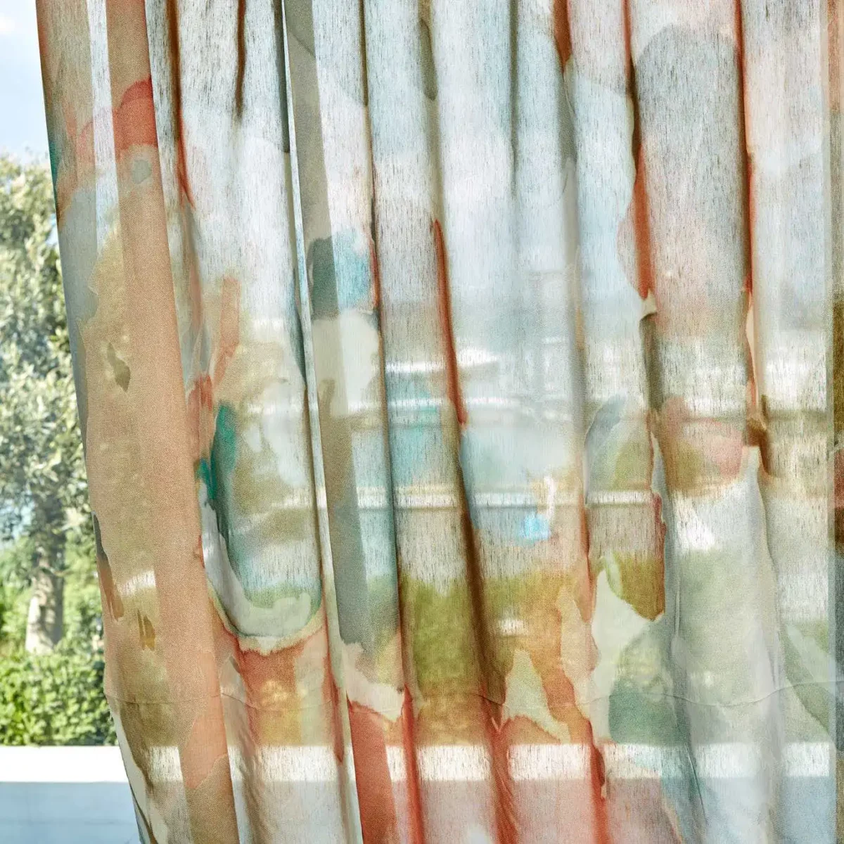 multicolour contemporary voile-sheer fabric from Harlequin