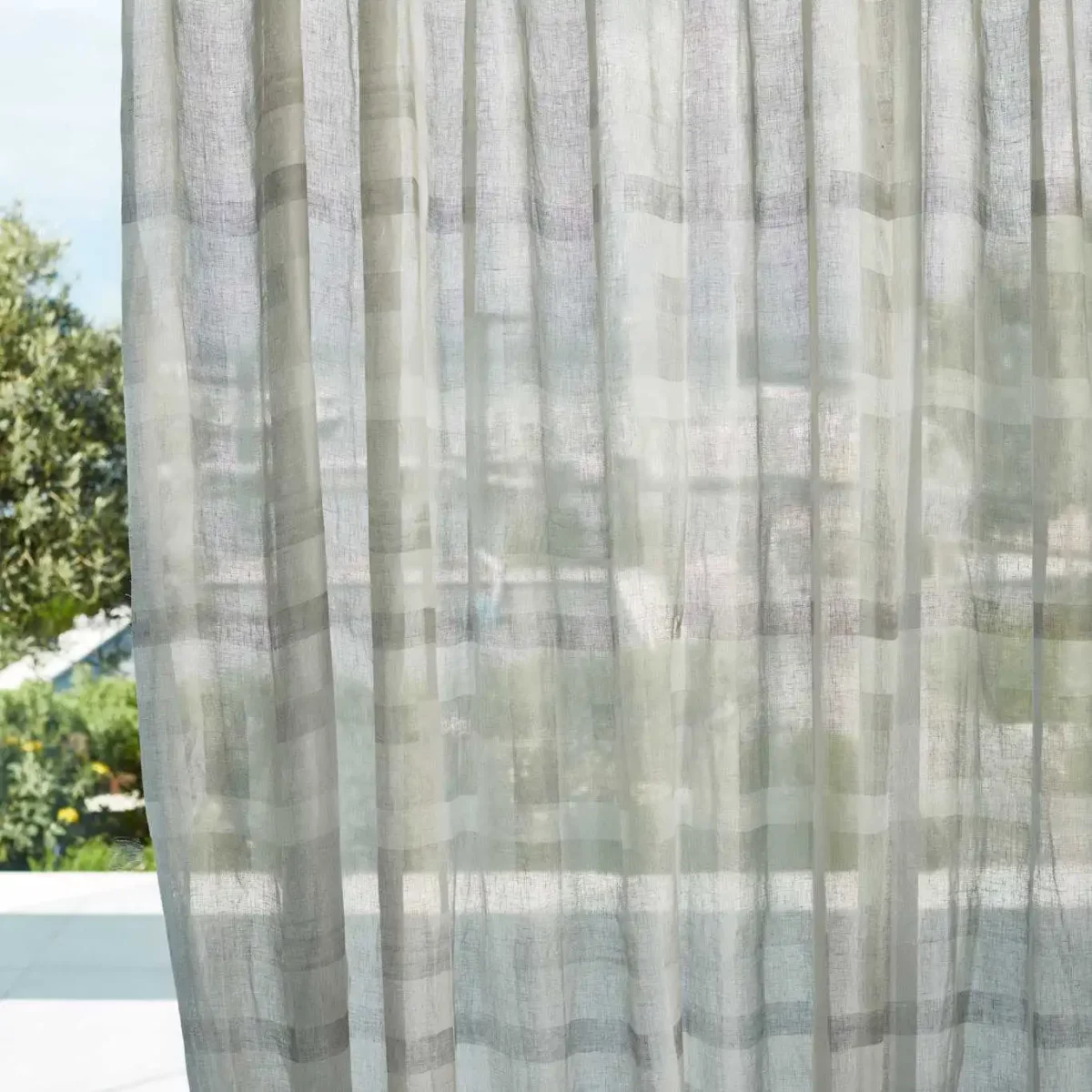 Ertha Sheer Fabric - First Light by black-grey checked voile-sheer fabric from Harlequin