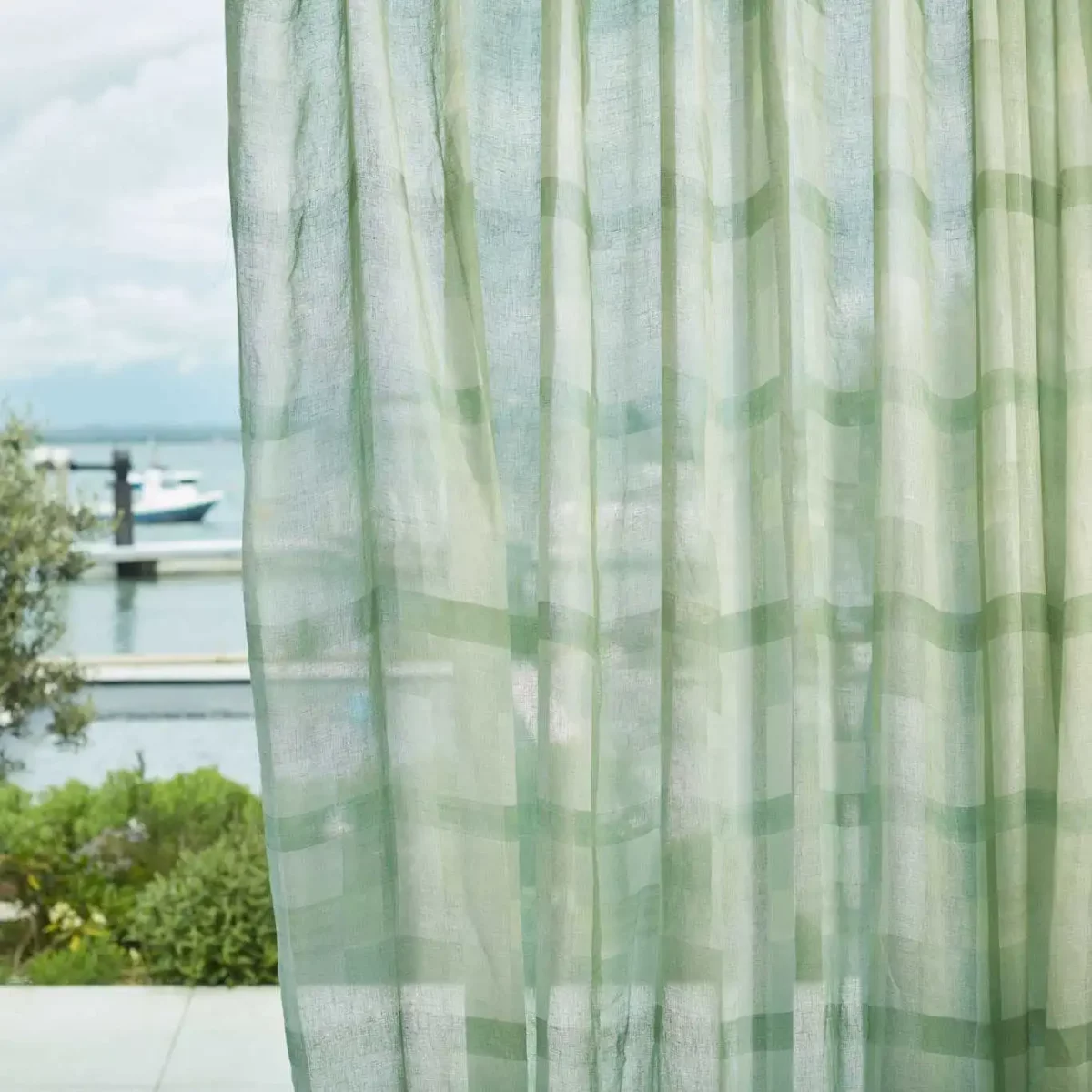 green checked voile-sheer fabric from Harlequin