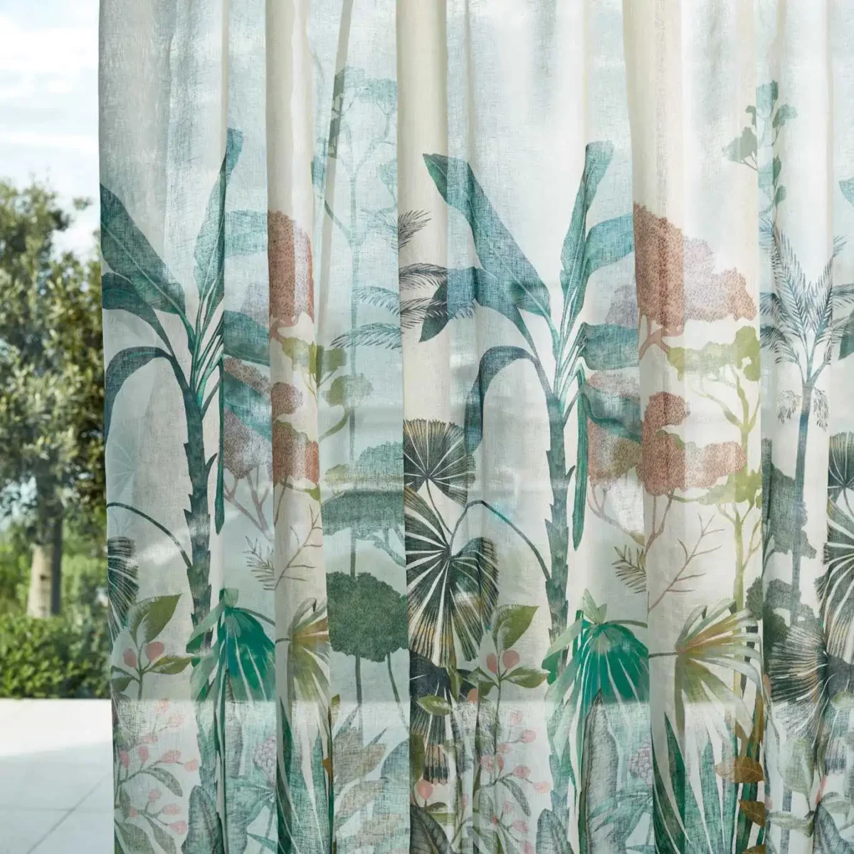multicolour botanical voile-sheer fabric from Harlequin