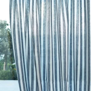 blue striped voile-sheer fabric from Harlequin