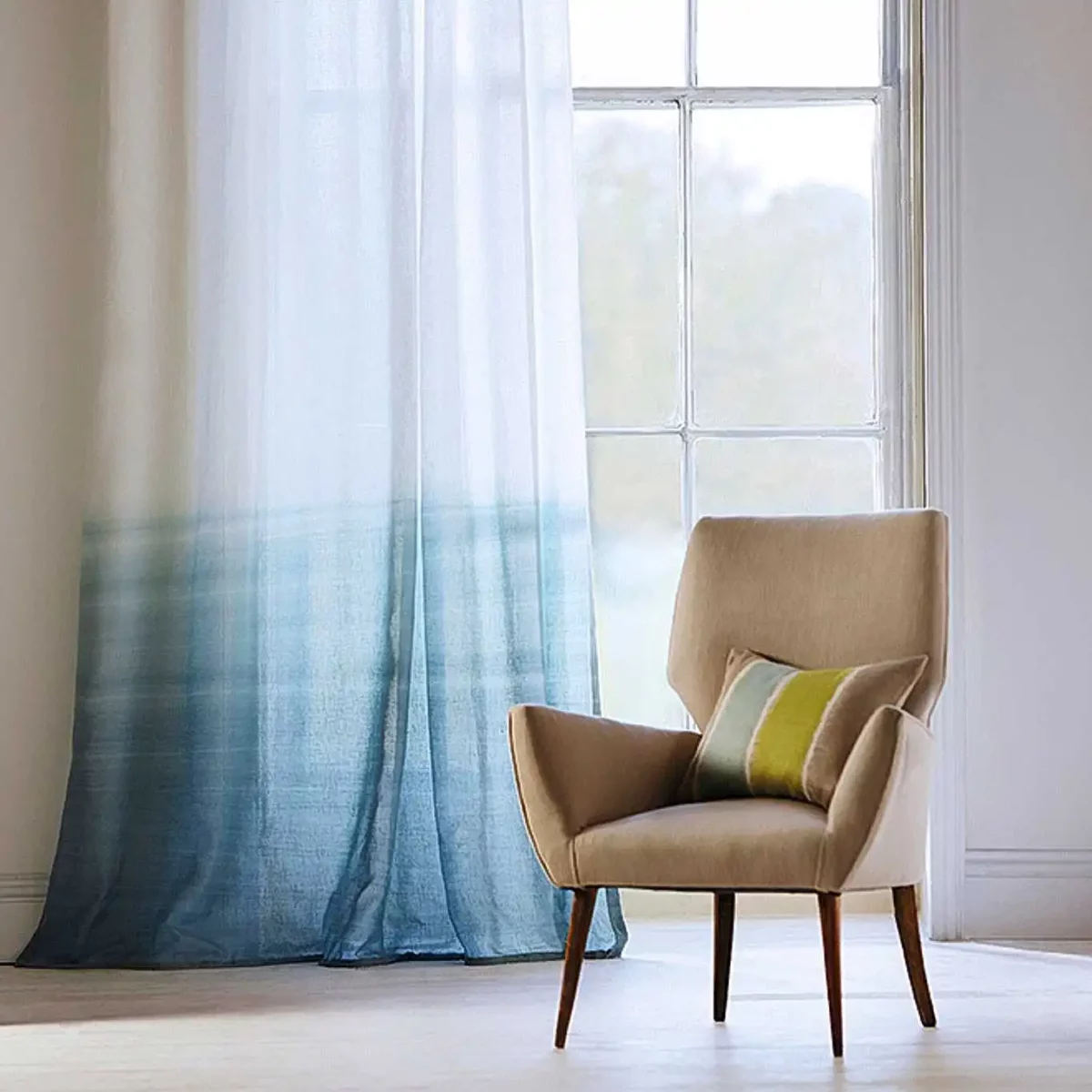 blue contemporary voile-sheer fabric from Harlequin
