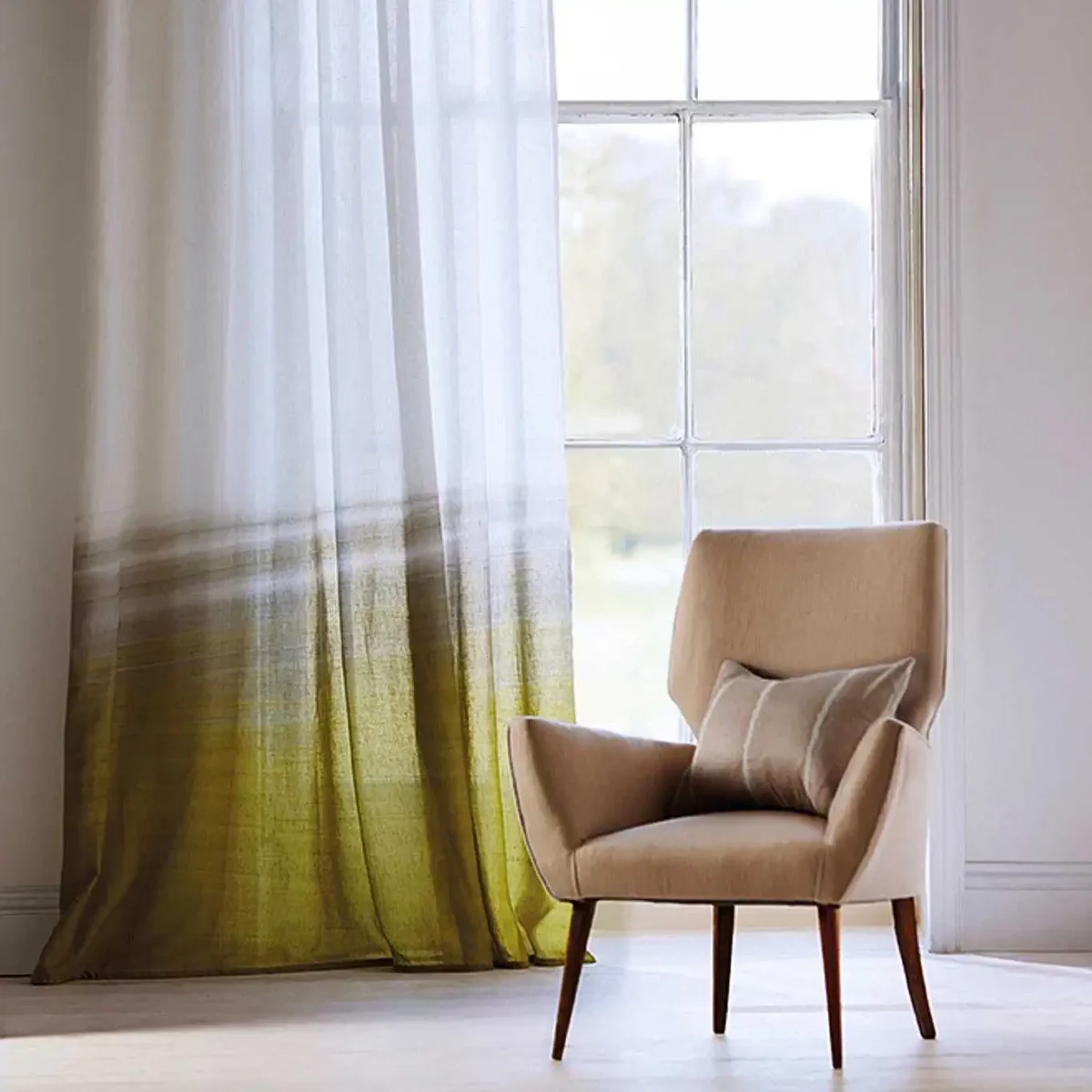 yellow contemporary voile-sheer fabric from Harlequin