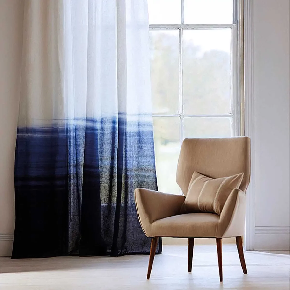 blue contemporary voile-sheer fabric from Harlequin