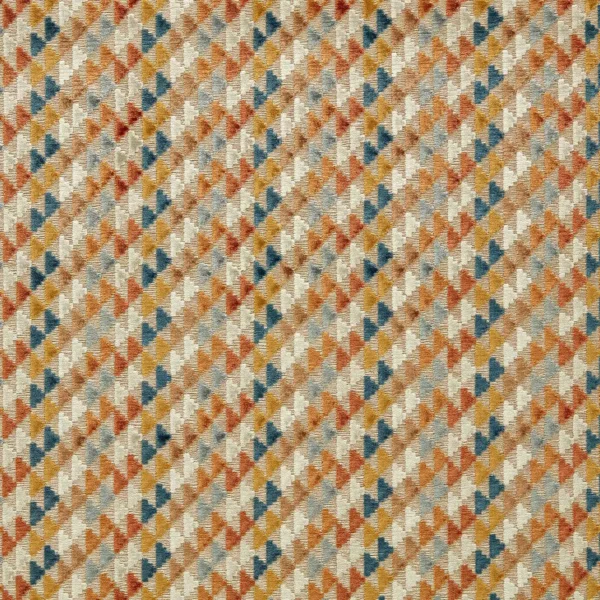 Vidi Fabric - Tiger / Taupe / French Blue by orange geometric velvet-chenille fabric from Harlequin