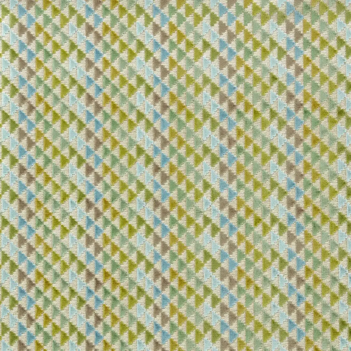 Vidi Fabric - Kelly / Sky / Linen by green geometric velvet-chenille fabric from Harlequin