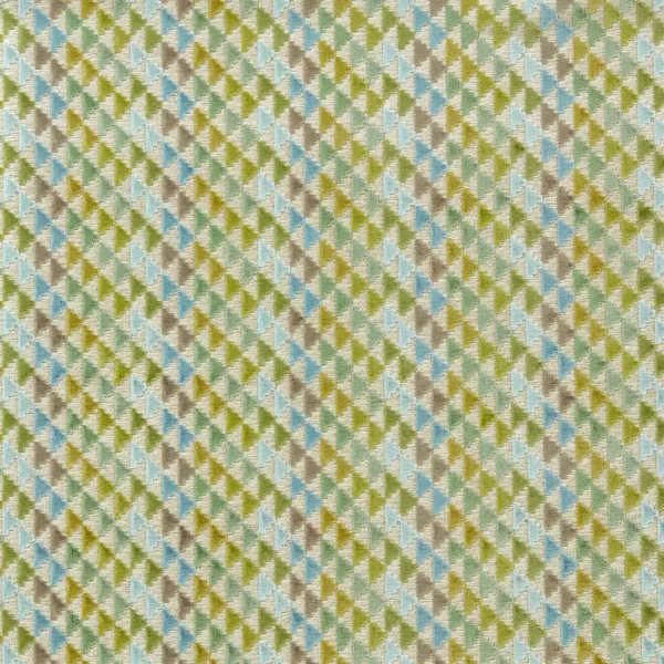 Vidi Fabric - Kelly / Sky / Linen by green geometric velvet-chenille fabric from Harlequin
