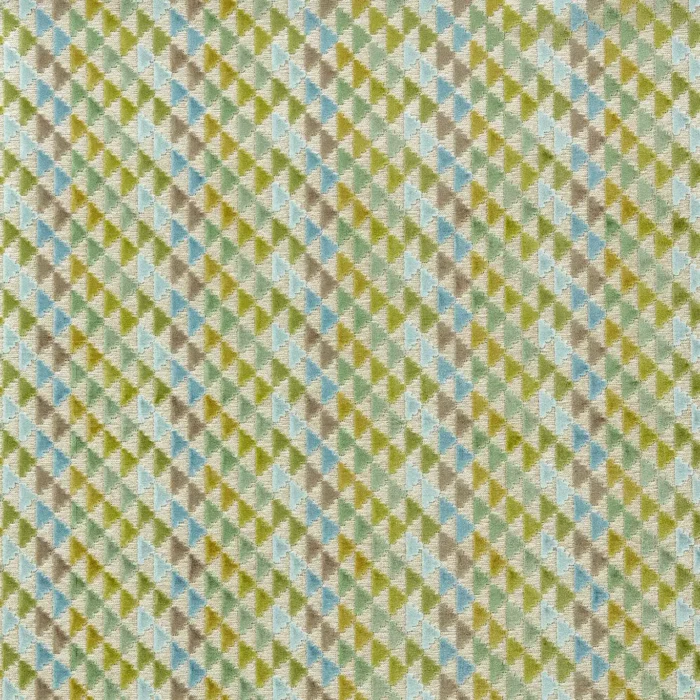 Vidi Fabric -  Kelly / Sky / Linen swatch