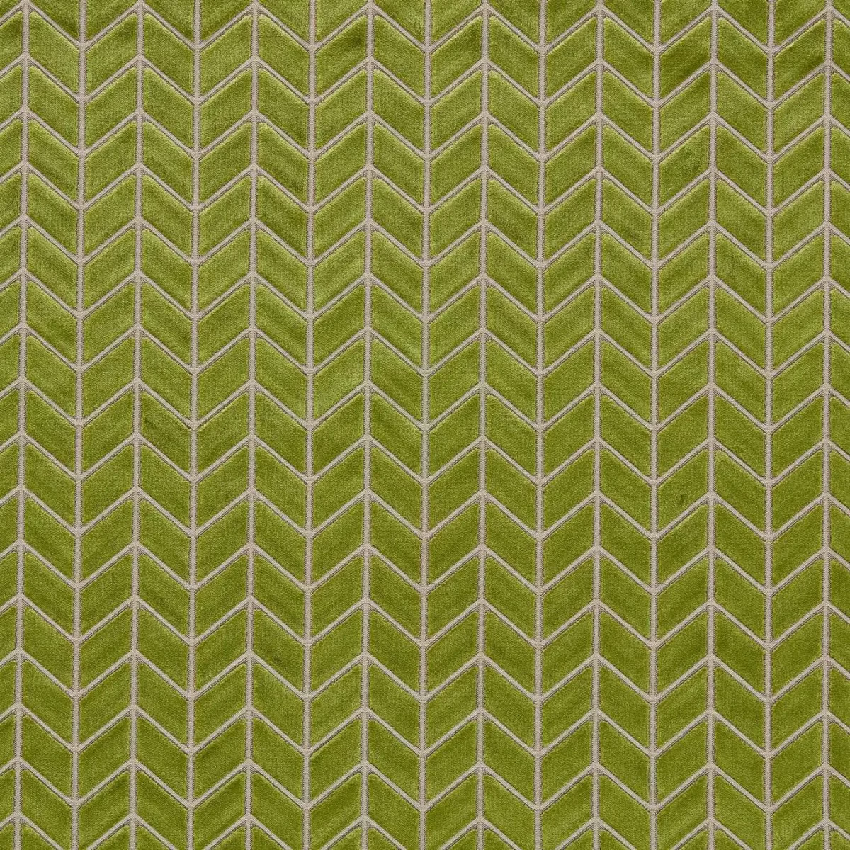 green geometric velvet-chenille fabric from Harlequin