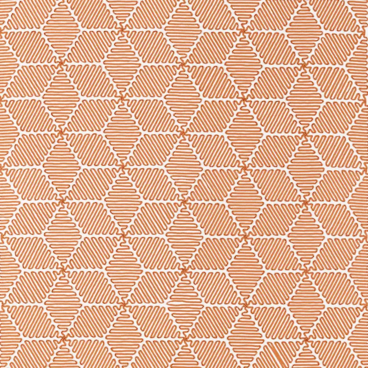 orange geometric embroideried fabric from Harlequin