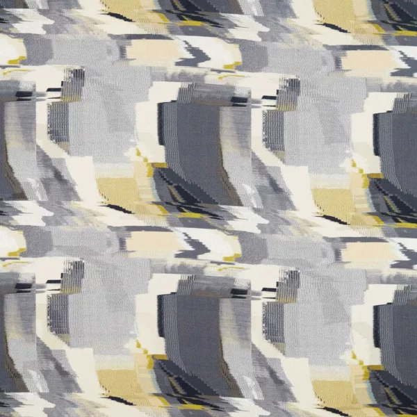 Perspective Fabric - Charcoal / Gold by yellow contemporary linen fabric from Harlequin