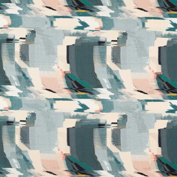 Perspective Fabric -  Emerald / Peony swatch