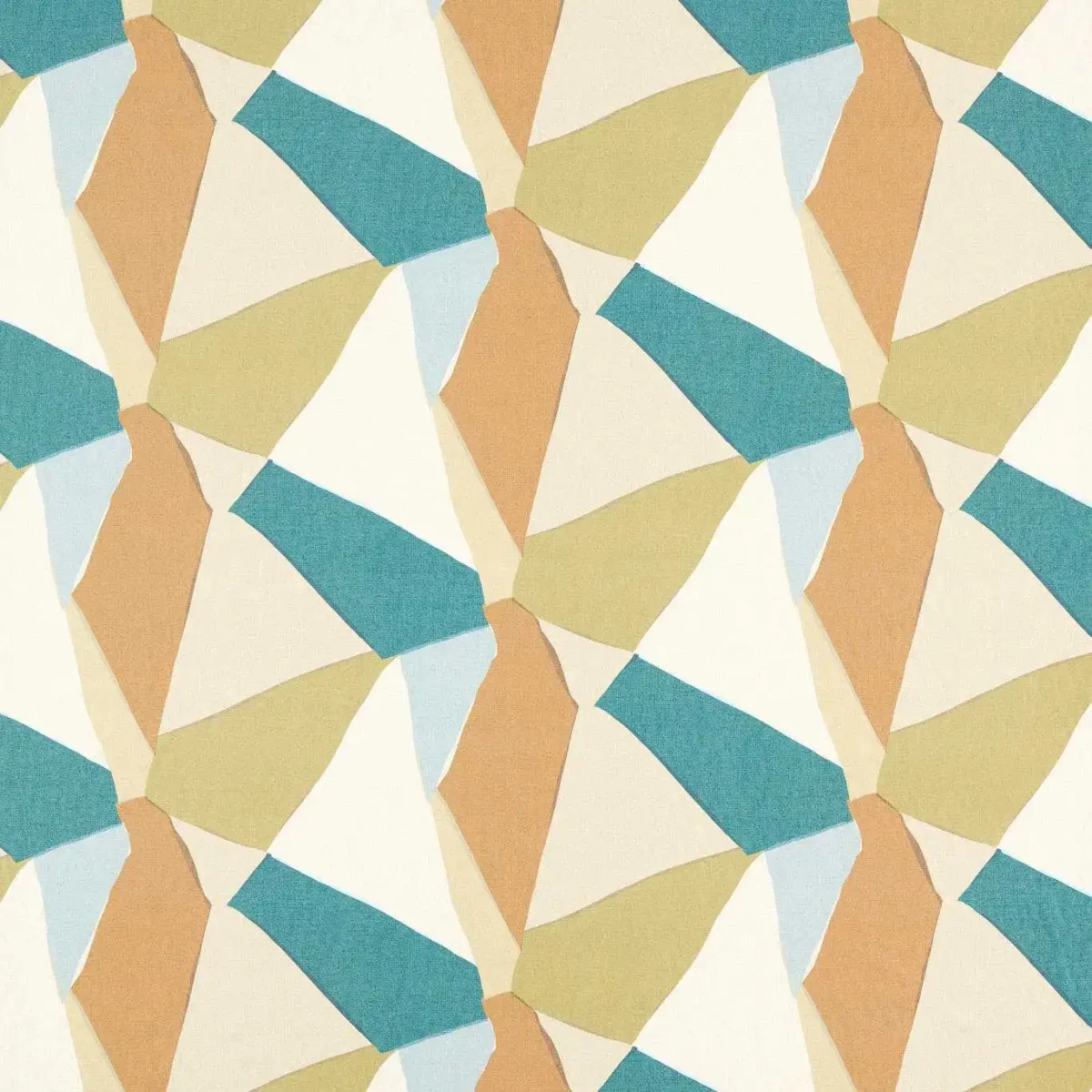 Sumi Reflect Fabric - Marine / Grass / Taupe by multicolour geometric cotton fabric from Harlequin