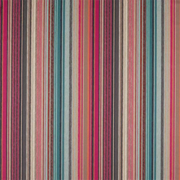 Spectro Stripe Fabric - Cerise / Marine / Coral by multicolour striped woven fabric from Harlequin