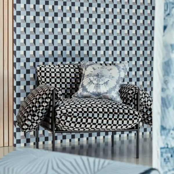 Blocks Fabric - Cornflower / Black Earth / Sketched by Blocks Fabric - Cornflower / Black Earth / Sketched from