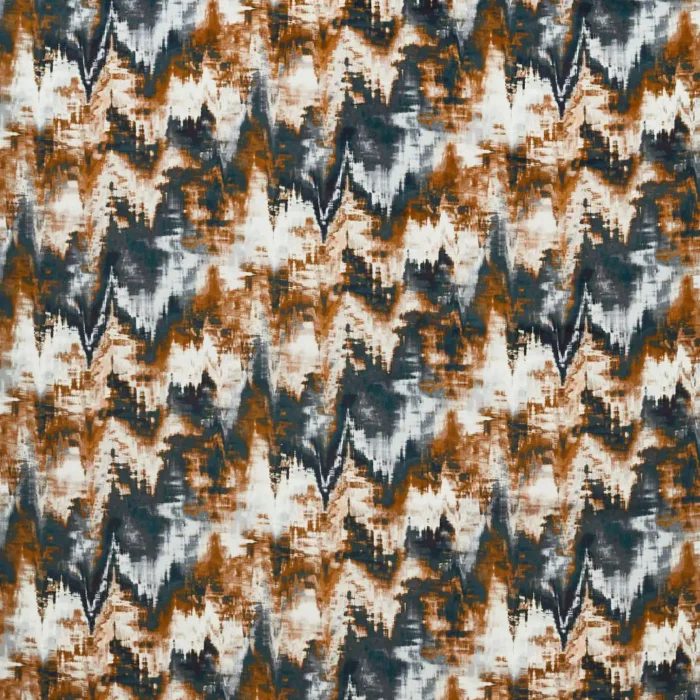 Distortion Fabric - Tobacco / Slate / Clay swatch