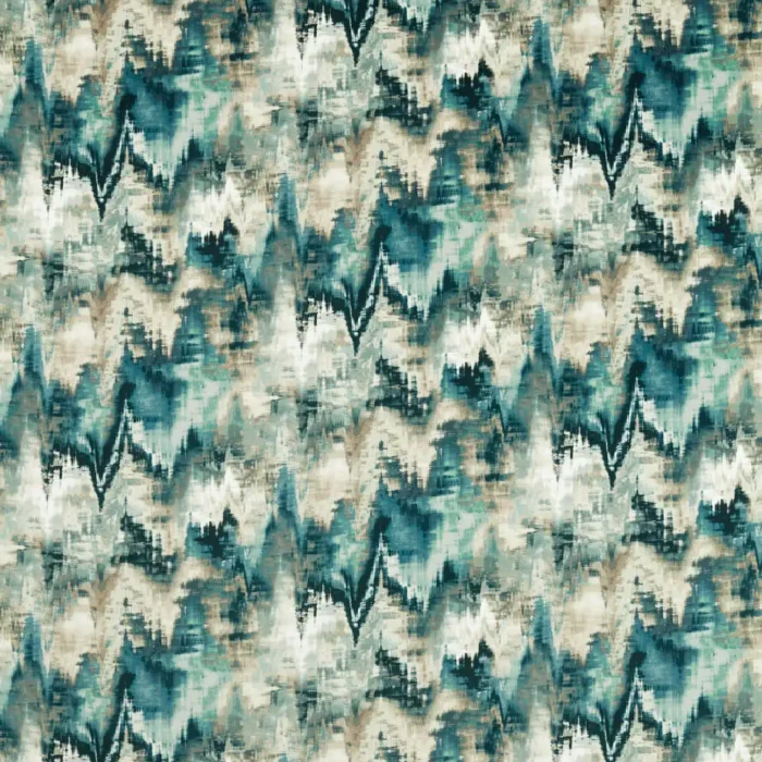 Distortion Fabric - Adriatic / Ink / Parchment swatch