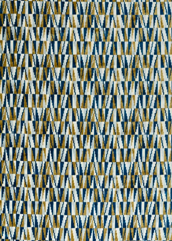 Acute Fabric - Cobalt / Ochre by blue geometric woven fabric from Harlequin