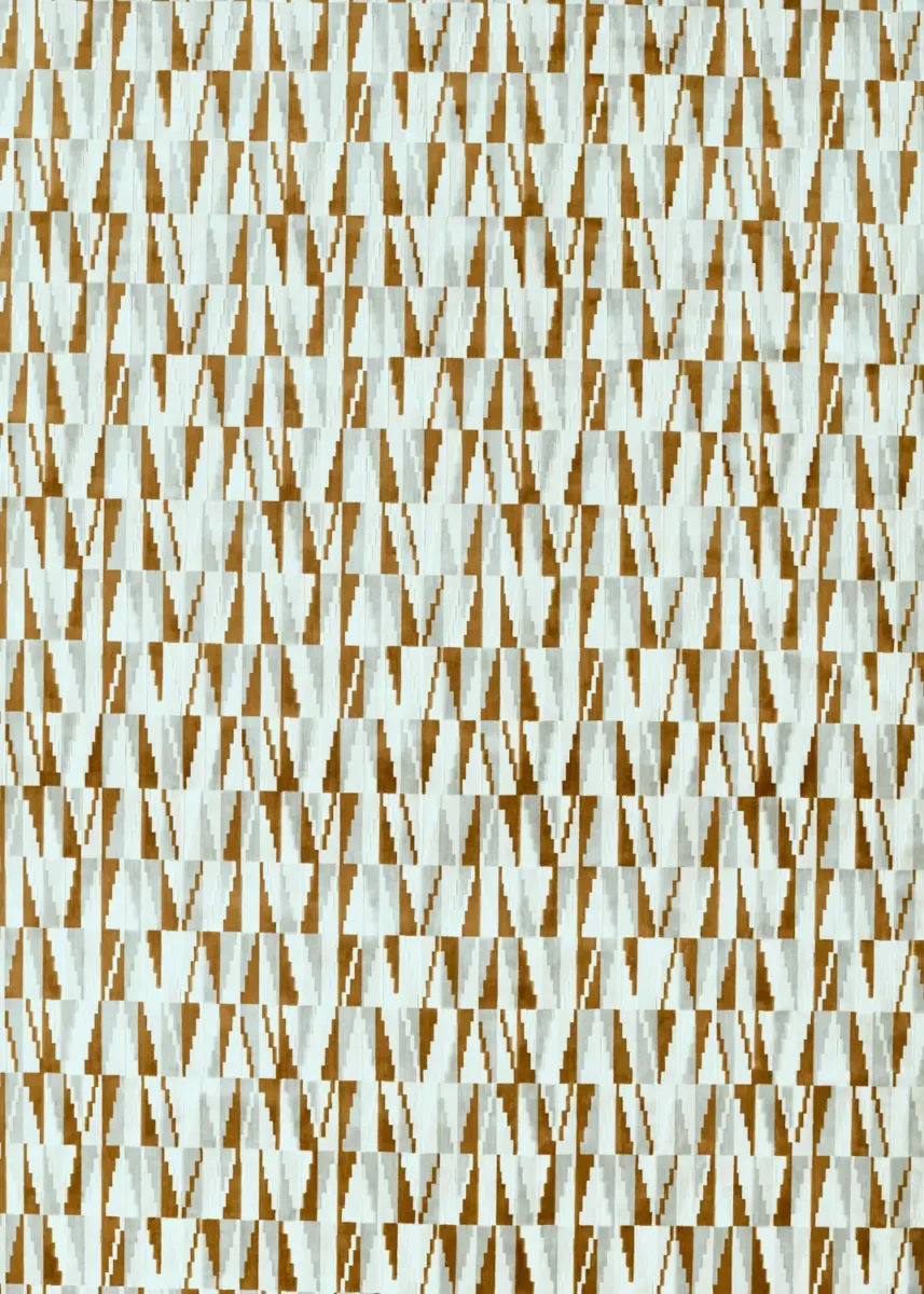 Acute Fabric - Tobacco / Slate by white geometric woven fabric from Harlequin