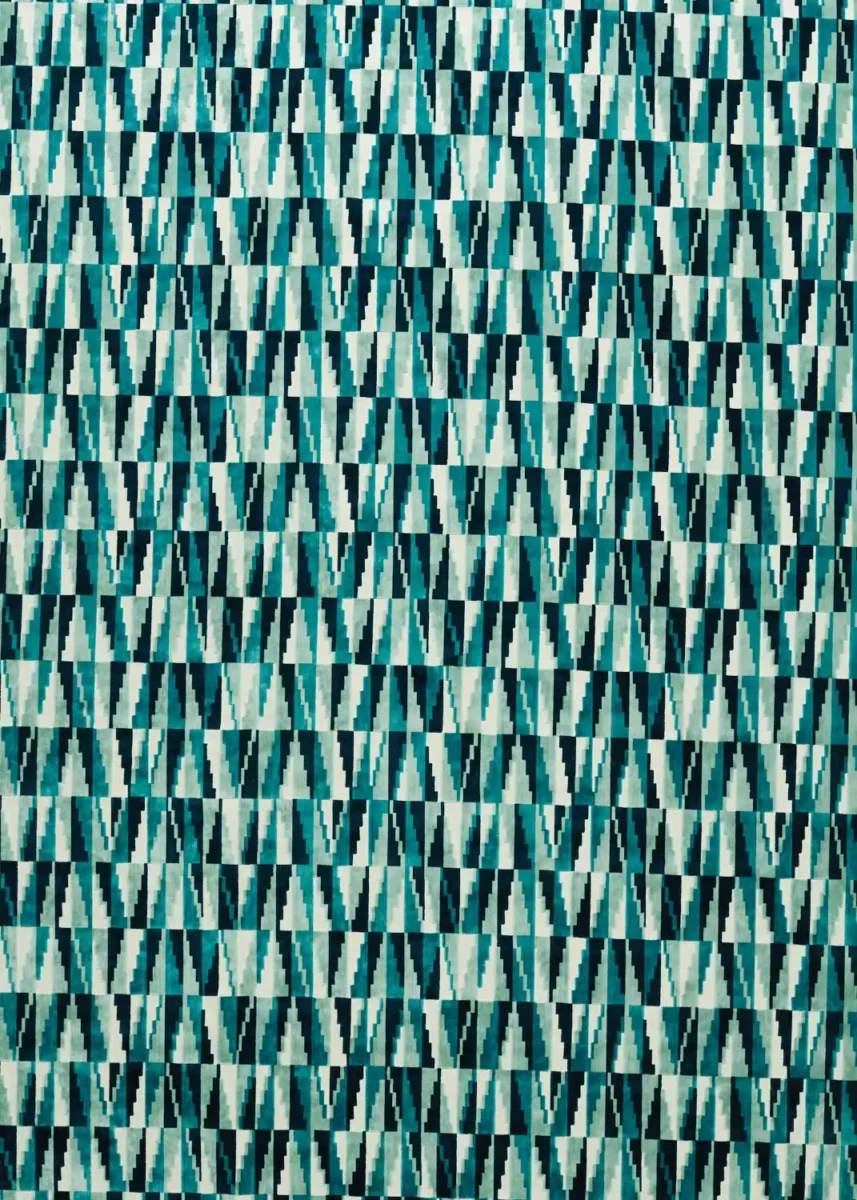 Acute Fabric - Ink / Azure by blue geometric woven fabric from Harlequin
