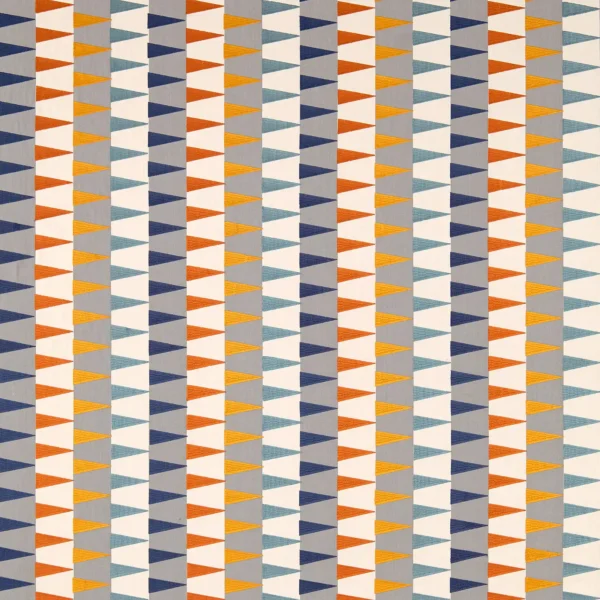 Azul Fabric - Rust / Navy / Nordic by blue contemporary embroideried fabric from Harlequin