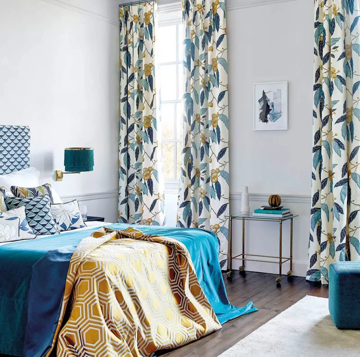 Coppice Fabric - Saffron / Cobalt from