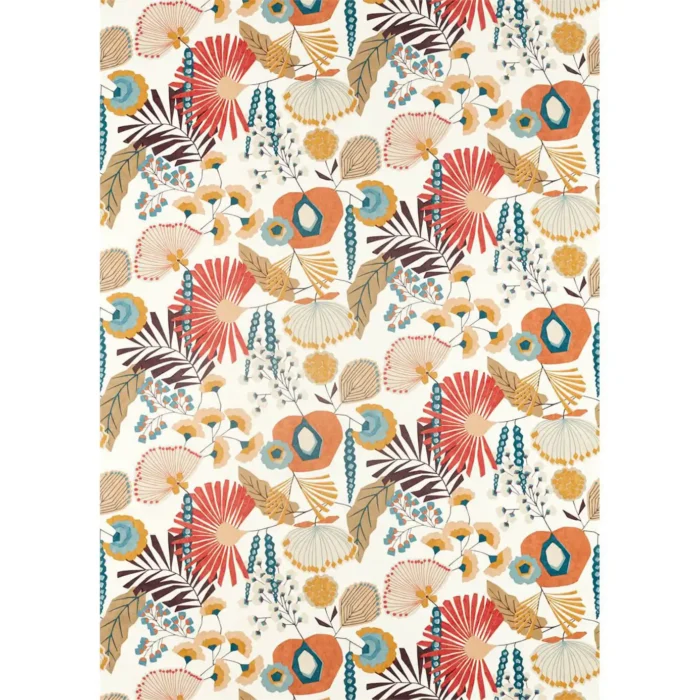Zavala Fabric - Russet / Navy / Lagoon swatch