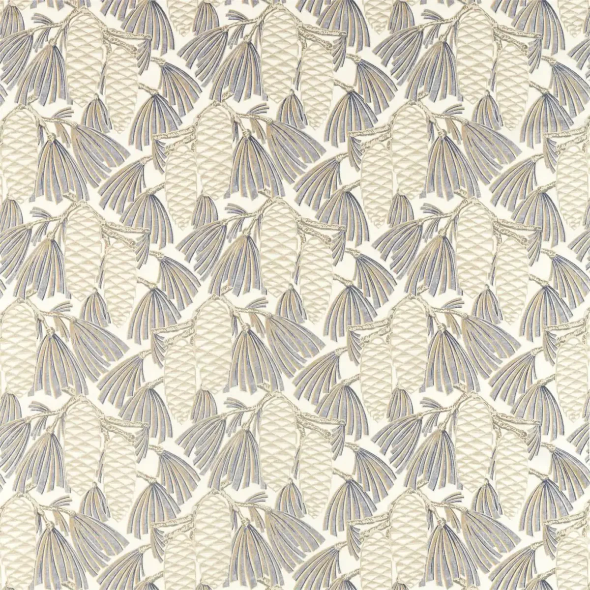 Foxley Fabric - Platinum by black-grey botanical linen fabric from Harlequin