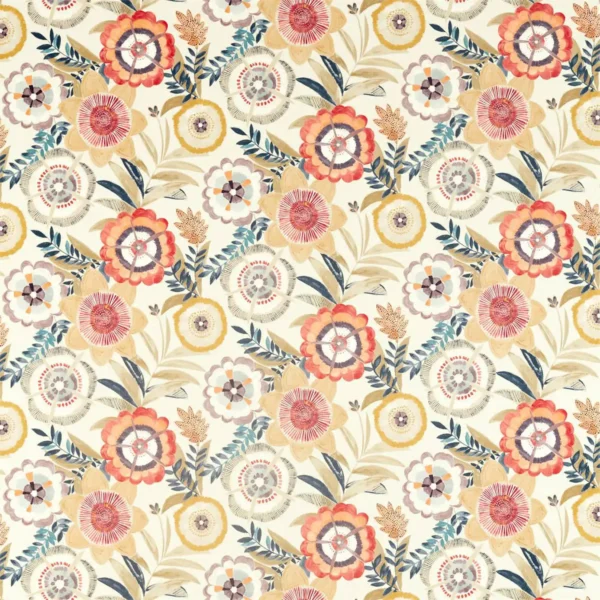 Komovi Fabric - Sunset / Blush / Midnight by multicolour botanical cotton fabric from Harlequin