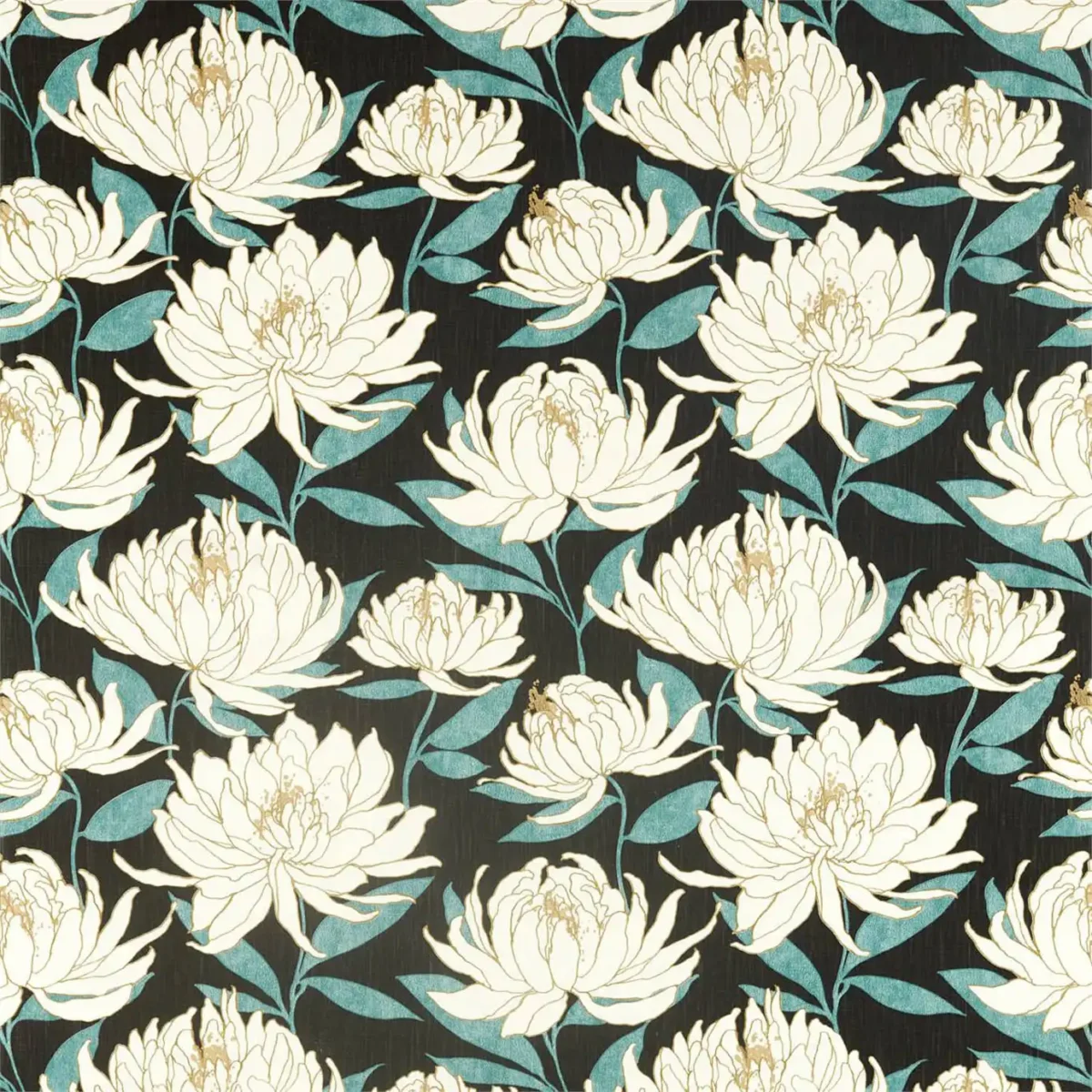 black-grey botanical printed fabric from Harlequin