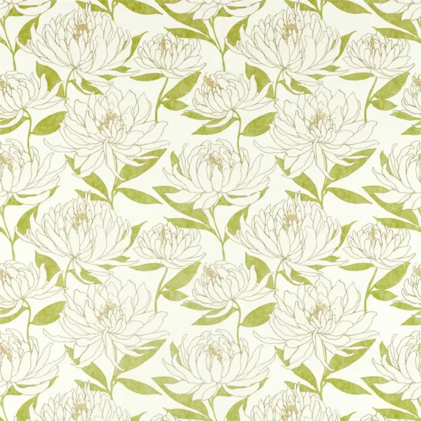 Sebal Fabric - Laurel / Chalk by green botanical printed fabric from Harlequin