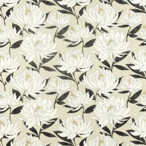 black-grey botanical printed fabric from Harlequin