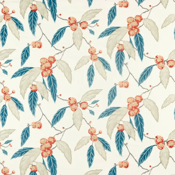 Coppice Fabric - Russet / Midnight by blue botanical cotton fabric from Harlequin