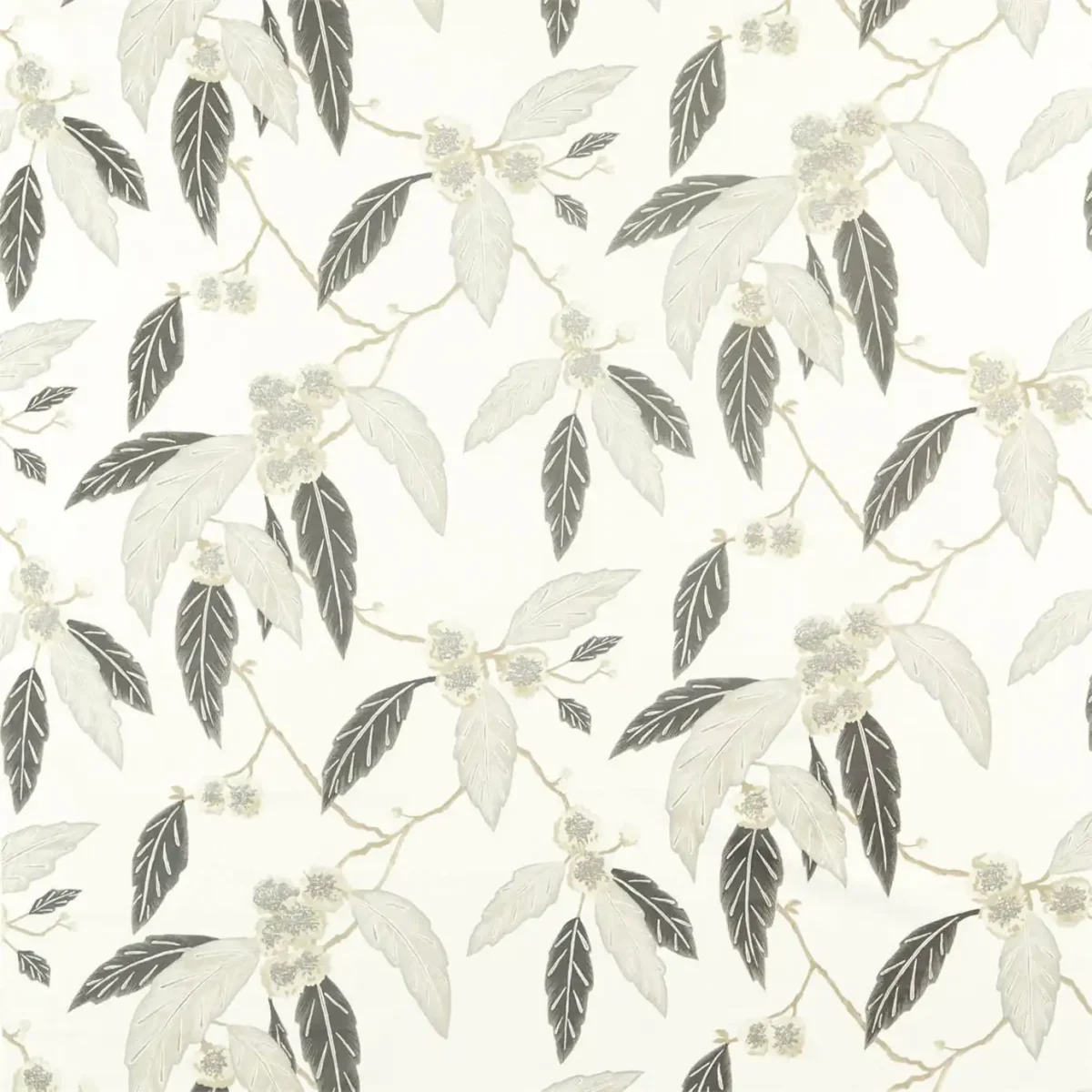 black-grey botanical cotton fabric from Harlequin