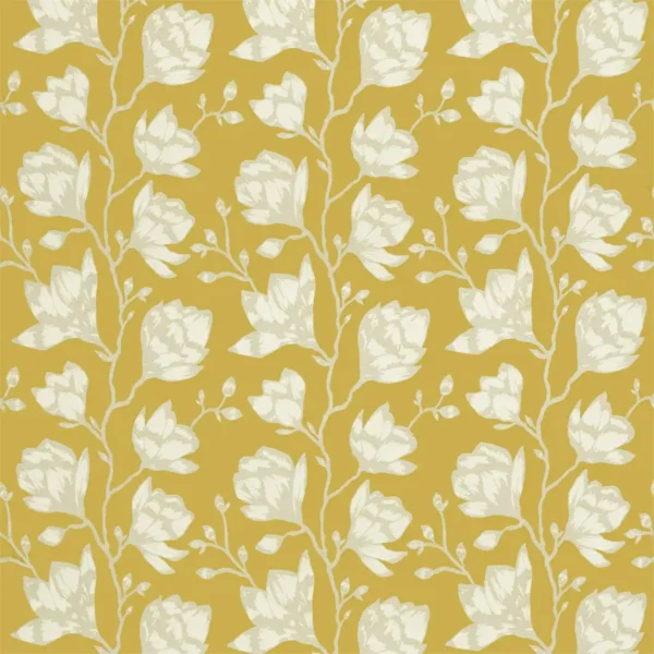 Lustica Fabric - Saffron by brown botanical woven fabric from Harlequin