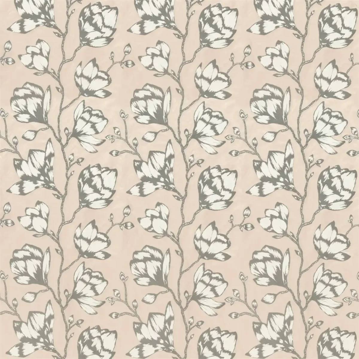 Lustica Fabric - Powder by black-grey botanical woven fabric from Harlequin