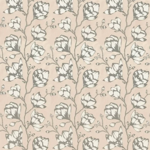 Lustica Fabric - Powder by black-grey botanical woven fabric from Harlequin