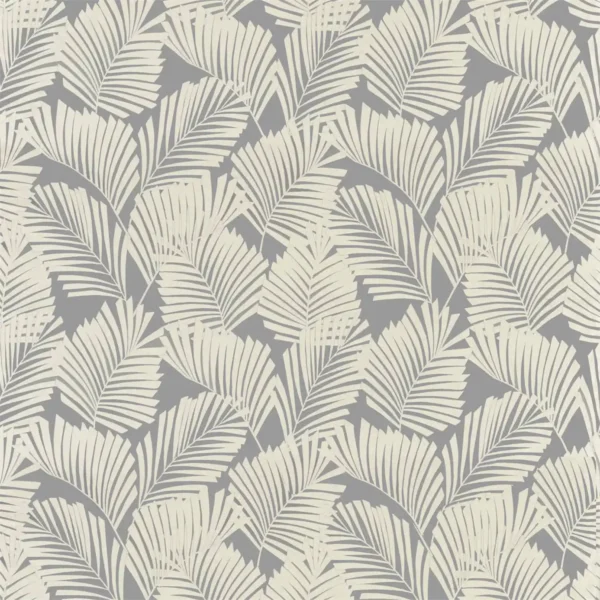 Mala Fabric - Slate by black-grey botanical jacquard fabric from Harlequin