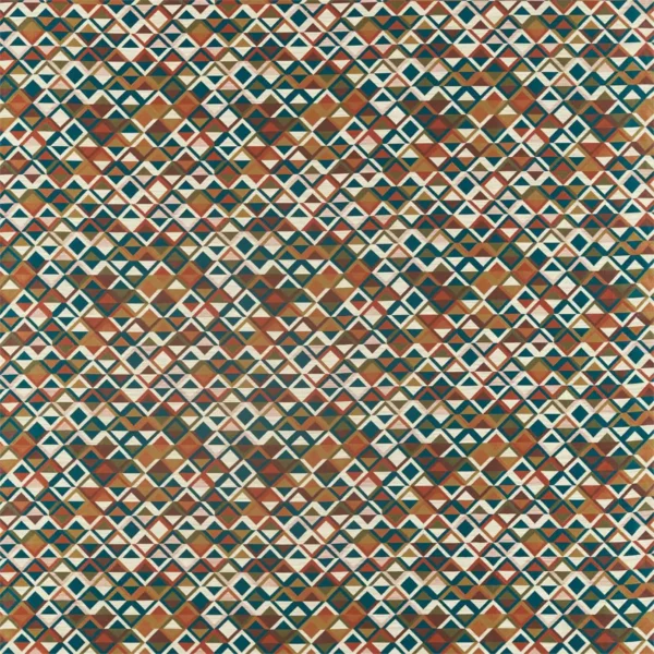 Boka Fabric - Sapphire / Russet / Gold by brown geometric velvet-chenille fabric from Harlequin