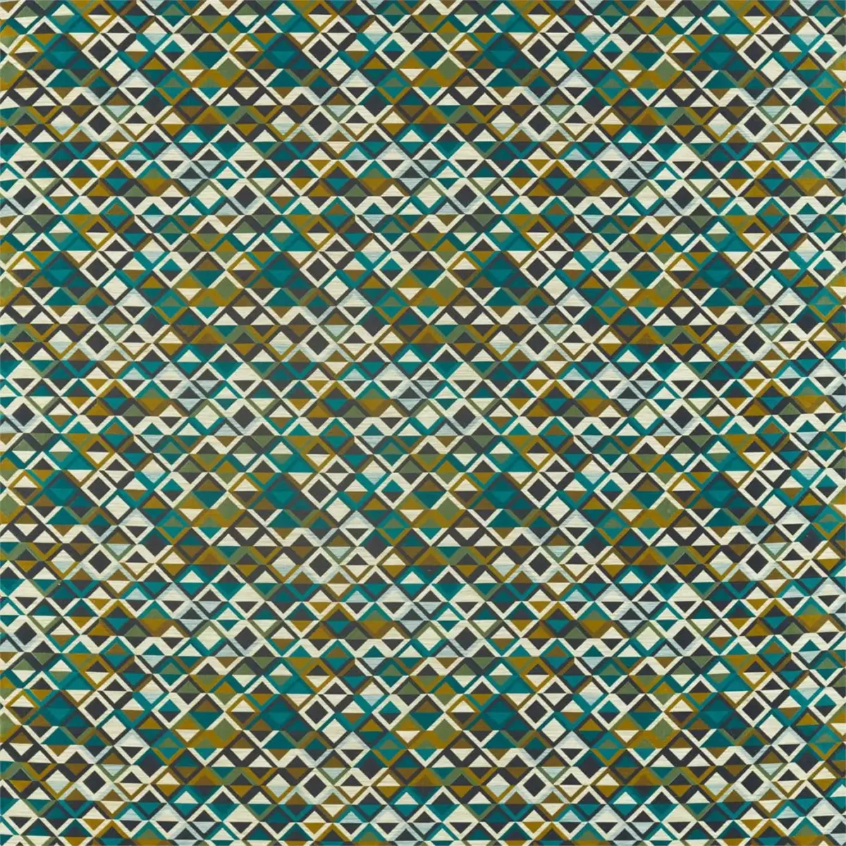 Boka Fabric - Charcoal / Marine / Zest by blue geometric velvet-chenille fabric from Harlequin