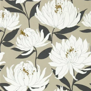 black-grey botanical wallpaper from harlequin