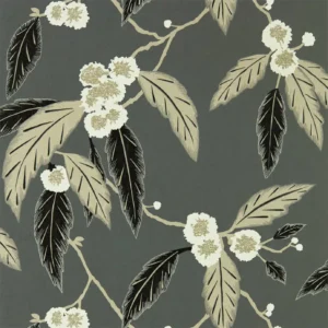 black-grey botanical wallpaper from harlequin