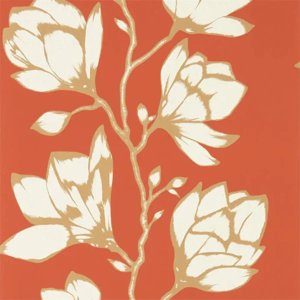 Lustica Wallpaper - Russet by orange botanical wallpaper from harlequin