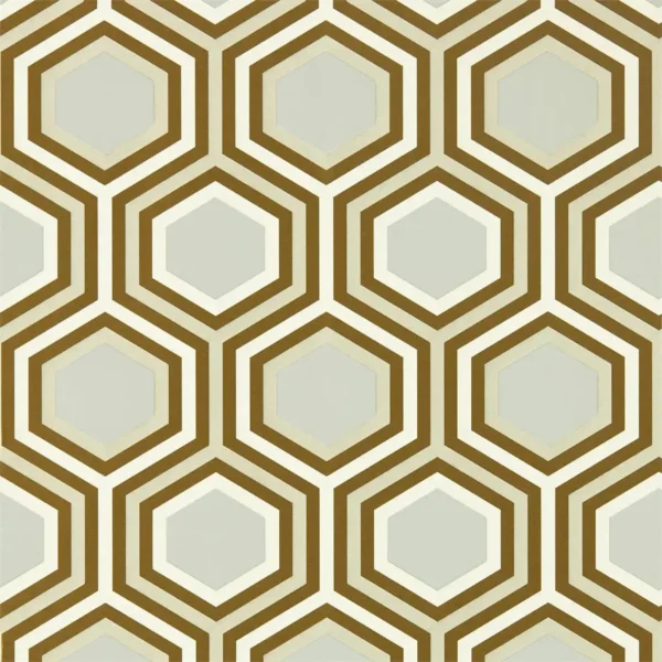 Selo Wallpaper - Gold / Platinum by brown geometric wallpaper from harlequin