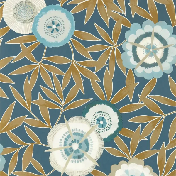 blue botanical wallpaper from harlequin