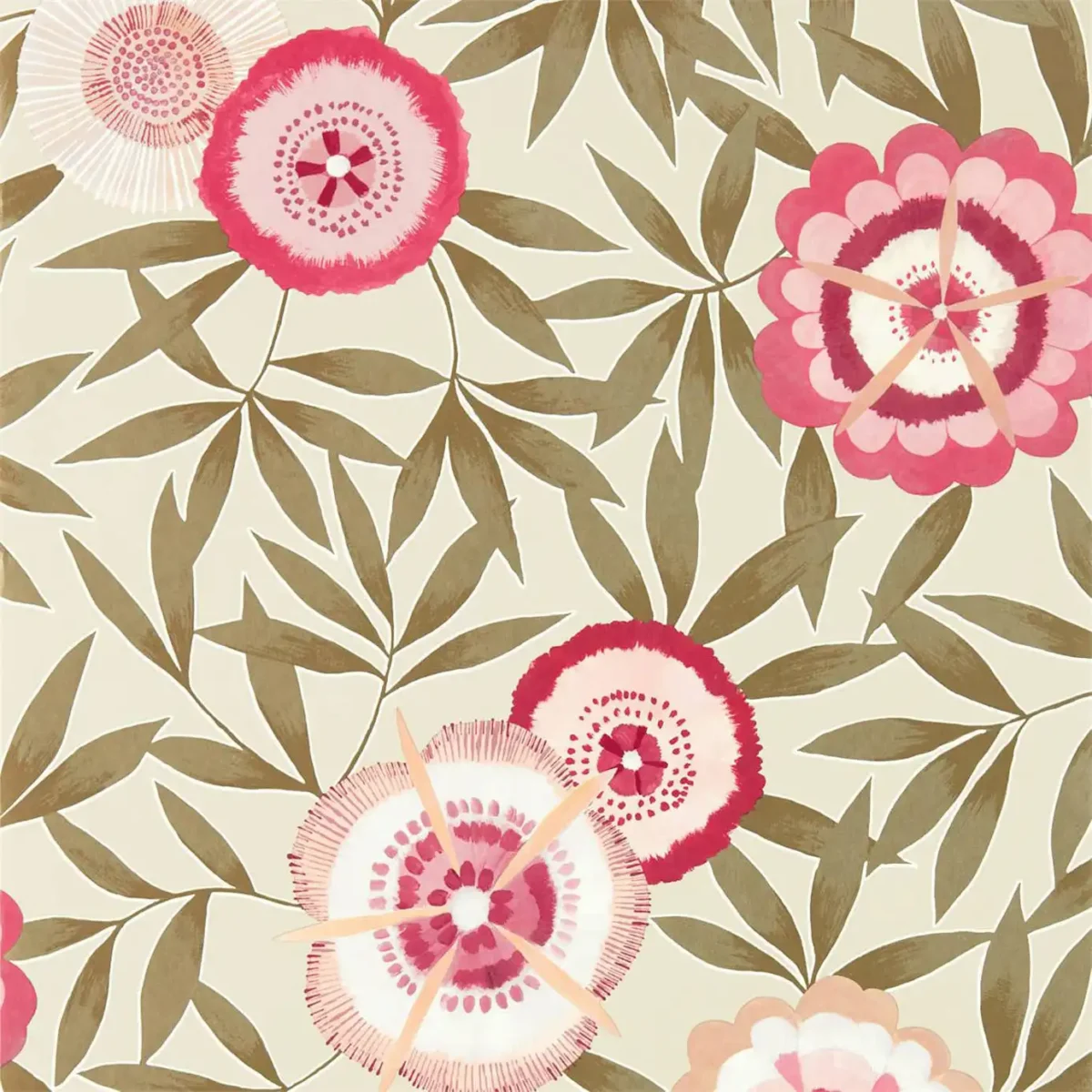 Komovi Wallpaper - Azalea / Gilver by brown botanical wallpaper from harlequin