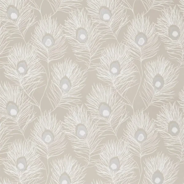 Orlena Fabric - Putty / Silver by black-grey botanical jacquard fabric from Harlequin
