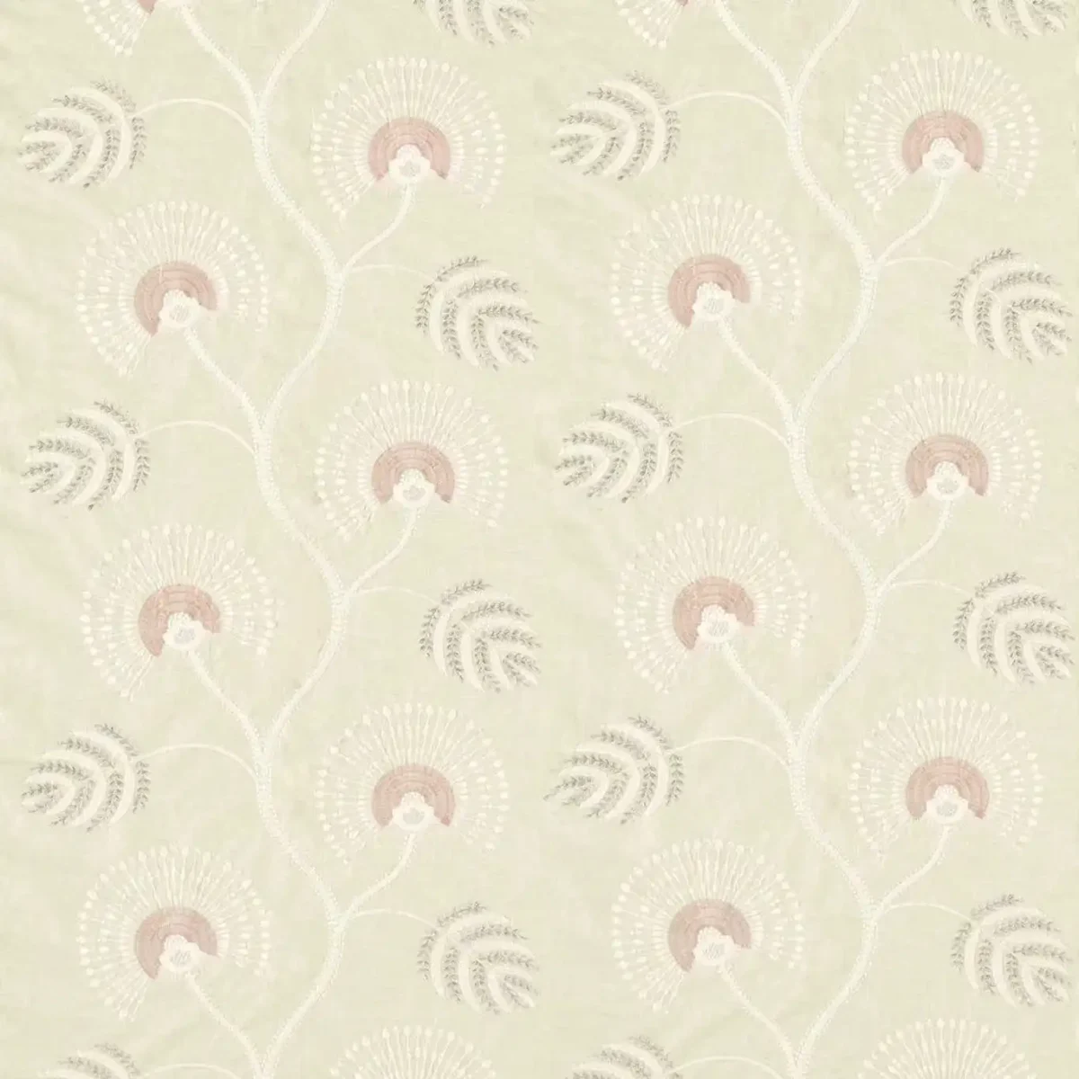 Louella Fabric - Rose Quartz / Pearl by brown botanical embroideried fabric from Harlequin