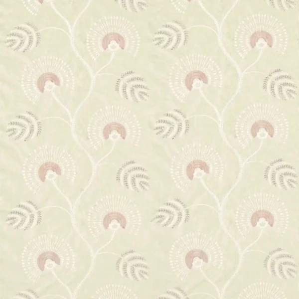 Louella Fabric - Rose Quartz / Pearl by brown botanical embroideried fabric from Harlequin