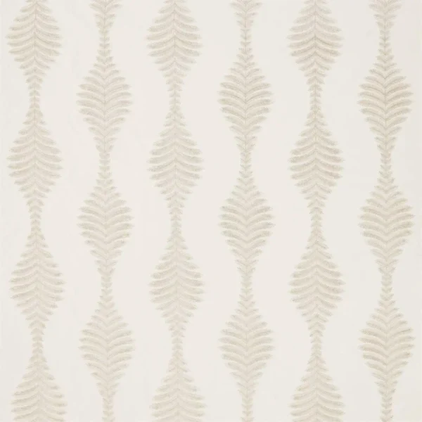 Lucielle Fabric - Chalk / Linen by brown botanical embroideried fabric from Harlequin